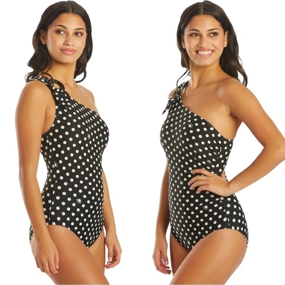 KATE SPADE RETRO LOGO BUCKLE ONE-SHOULDER
ONE-PIECE SWIMSUIT BATHING-SUIT - Picture 2 of 9